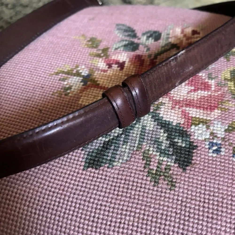 Vintage Brown Leather Waist Belt Brass sz M Adjustable Equestrian Western Snake
